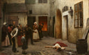 Murder in the House by Jakub Schikaneder — hand-painted cultural oil painting reproduction on canvas