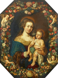 Madonna and Child in a Floral Garland