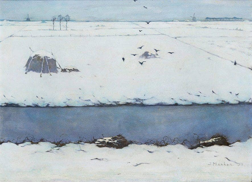 Snowy Landscape With Ditch