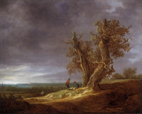 Landscape with Two Oaks by Jan van Goyen — hand-painted botanical oil painting reproduction on canvas