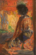 Japanese Woman by Leon WyczóÅkowski — female oil painting wall art, Japonism