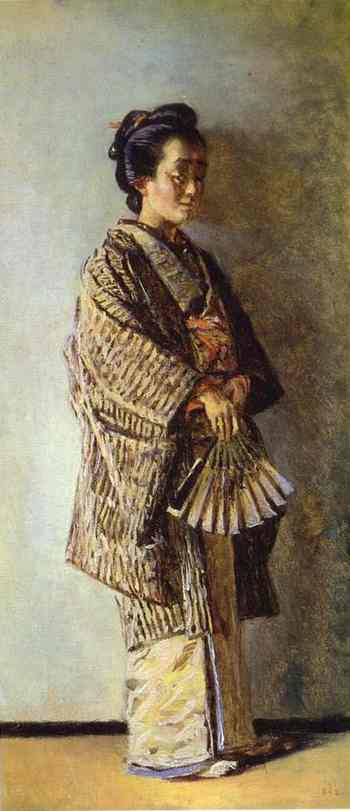 Japanese Woman by Vasily Vereshchagin, hand-painted portrait oil painting reproduction on canvas
