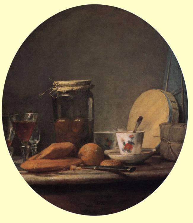 Jar of Apricots by Jean-Baptiste-Simeon Chardin — hand-painted photography oil painting reproduction on canvas