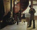 French wine bar by Eero Järnefelt — architectural oil painting wall art, Realism