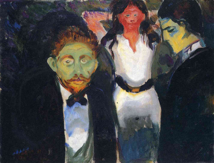 Jealousy. From the series The Green Room by Edvard Munch — hand-painted portrait oil painting reproduction on canvas