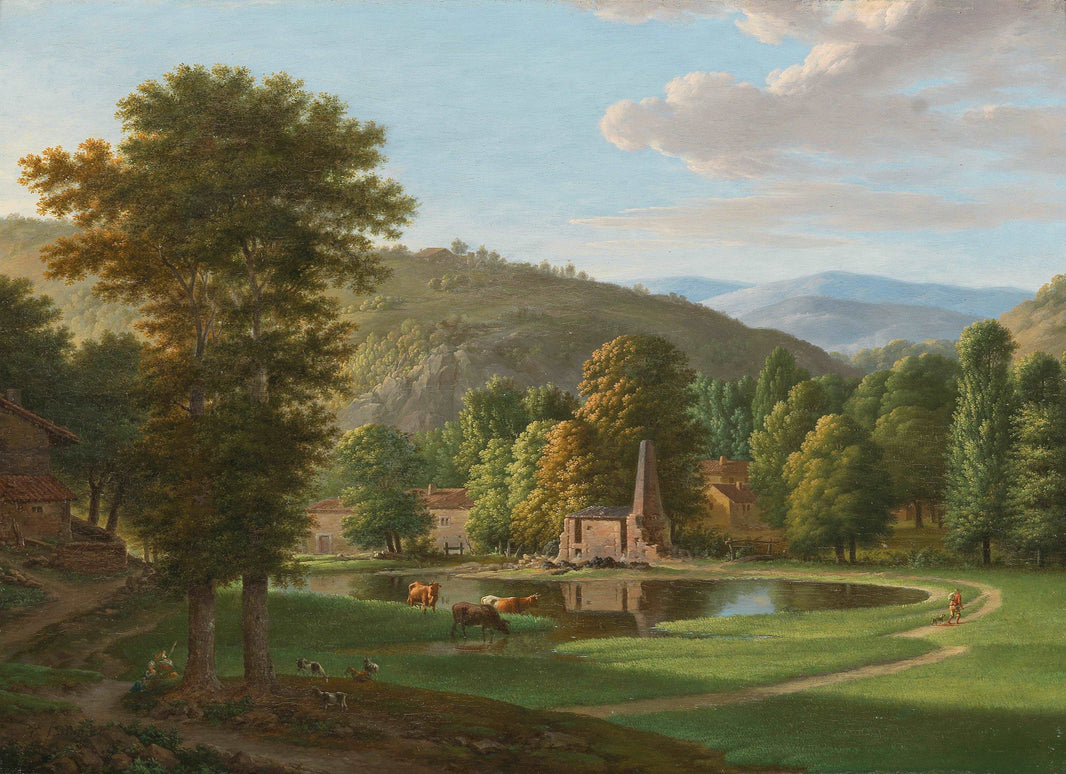 A Southern River Landscape by Jean-Joseph-Xavier Bidauld — hand-painted botanical oil painting reproduction on canvas