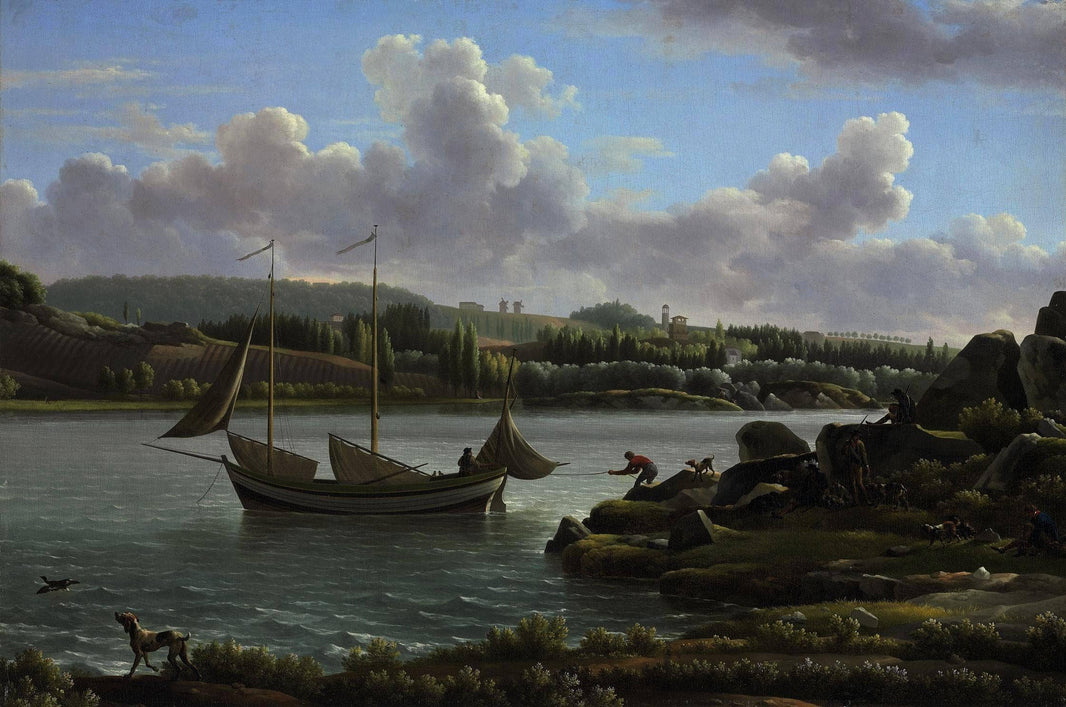 The Departure for the Hunt by Jean-Joseph-Xavier Bidauld — hand-painted landscape oil painting reproduction on canvas