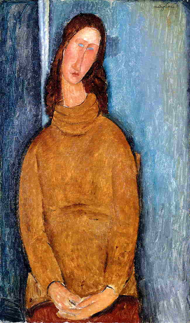 Jeanne Hebuterne in a Yellow Jumper by Amedeo Modigliani — hand-painted portrait oil painting reproduction on canvas