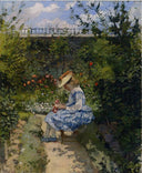 Jeanne in the Garden, Pontoise by Camille Pissarro — hand-painted botanical oil painting reproduction on canvas