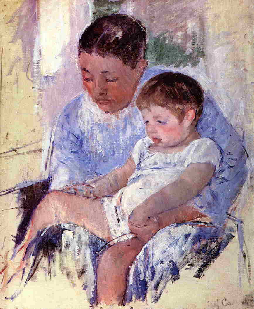 Jenny and Her Sleepy Child by Mary Cassatt, hand-painted portrait oil painting reproduction on canvas