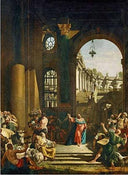 Jesus Cleansing the Temple by Bernardo Bellotto — hand-painted animal oil painting reproduction on canvas