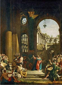 Jesus Cleansing the Temple by Bernardo Bellotto — hand-painted animal oil painting reproduction on canvas