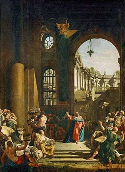 Jesus Cleansing the Temple by Bernardo Bellotto — hand-painted animal oil painting reproduction on canvas