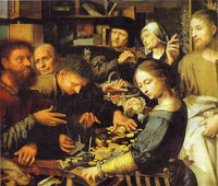 Jesus Summons Matthew to Leave the Tax Office by Jan van Hemessen — hand-painted portrait oil painting reproduction on canvas
