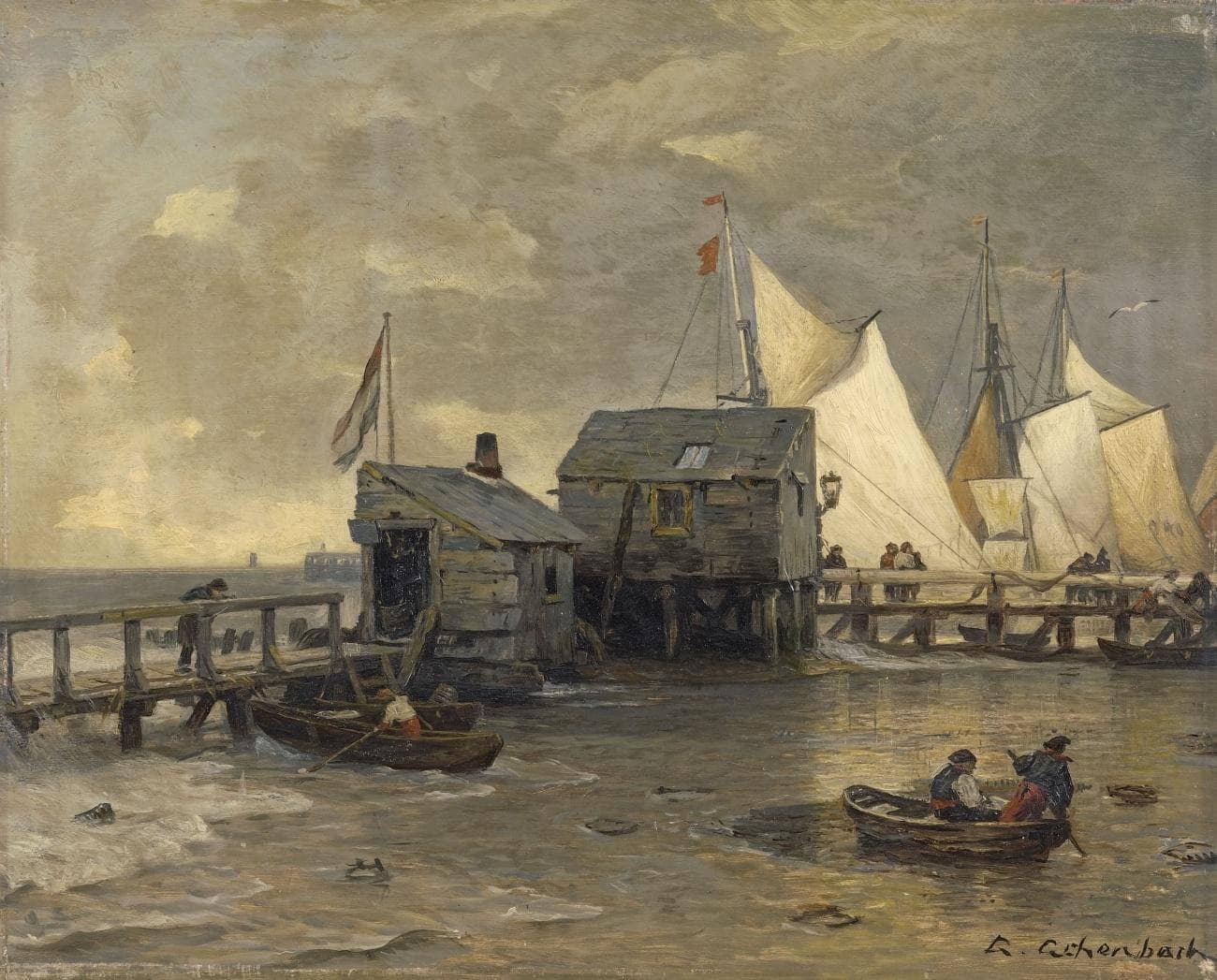 Jetty with sailing boats