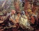 Game of little girls in the palm grove or Game of deception or Tzalbiha by Nasreddine Dinet — hand-painted cultural oil painting reproduction on canvas