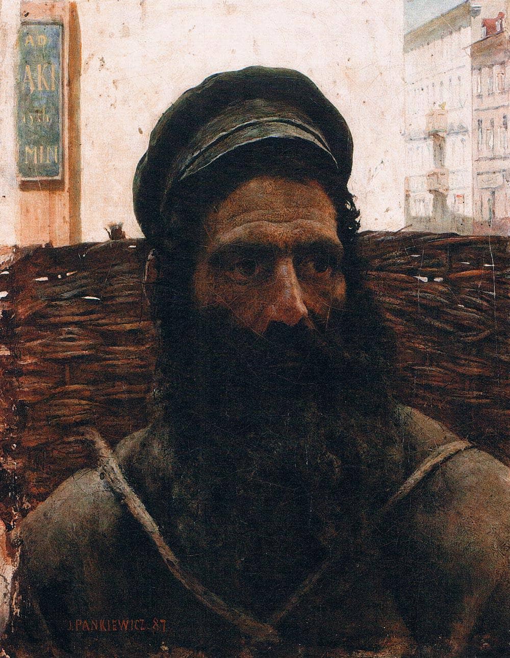 Jew With Basket by Józef Pankiewicz — hand-painted portrait oil painting reproduction on canvas