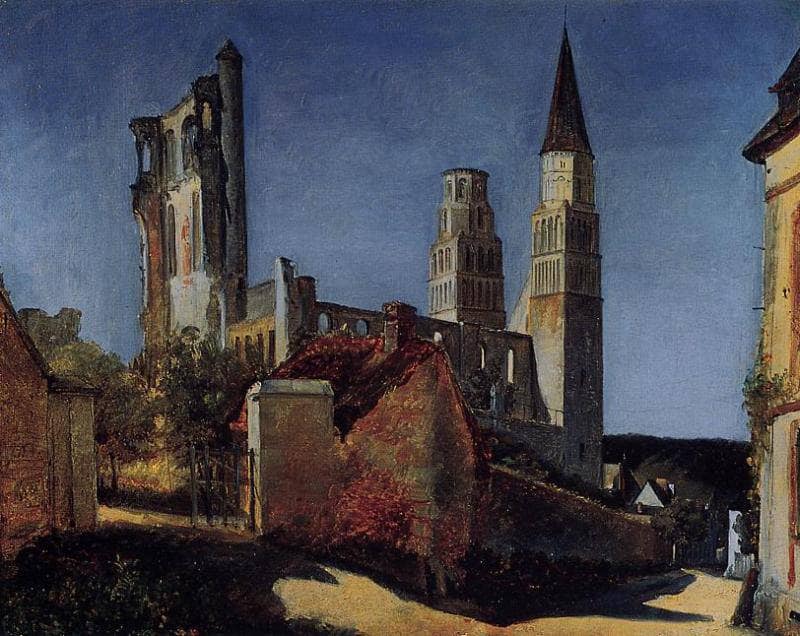 Jimieges by Camille Corot — hand-painted architectural oil painting reproduction on canvas