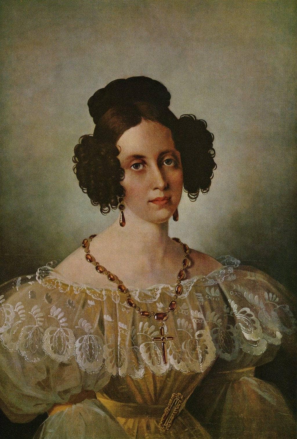 Portrait of Carolina Toppo by Giuseppe Tominz — hand-painted portrait oil painting reproduction on canvas