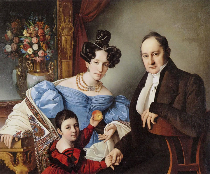 The Brucker family by Giuseppe Tominz — hand-painted portrait oil painting reproduction on canvas
