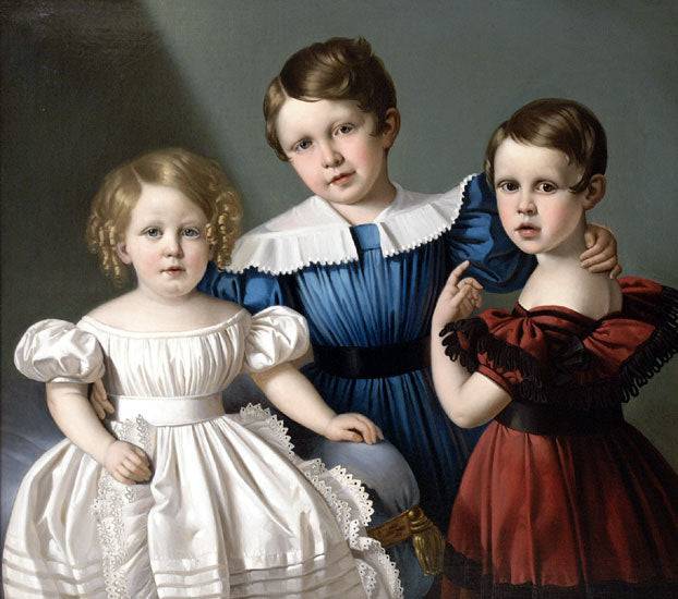 Children of the Greenham family by Giuseppe Tominz, hand-painted portrait oil painting reproduction on canvas