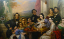 Portrait of the Senigaglia family by Giuseppe Tominz — hand-painted portrait oil painting reproduction on canvas