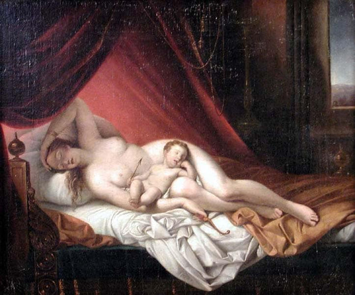 Venus and Cupid by Giuseppe Tominz — hand-painted portrait oil painting reproduction on canvas