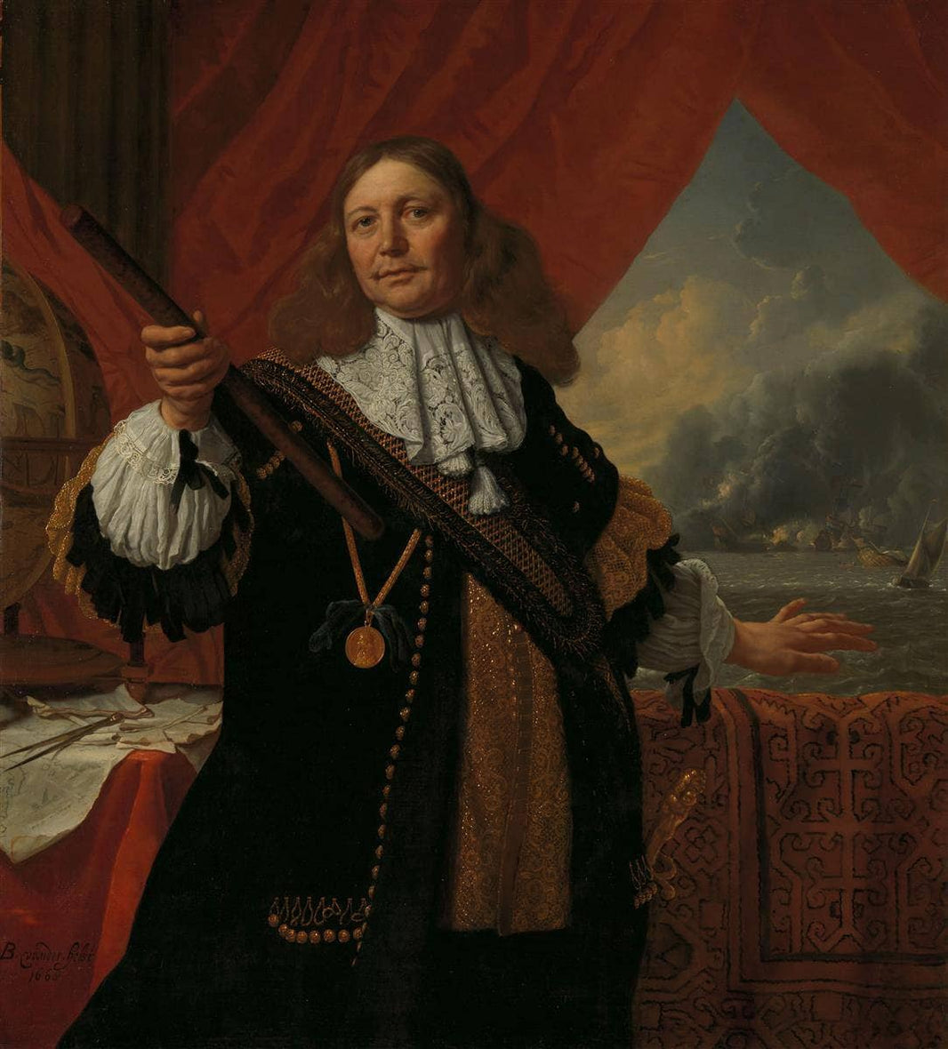Johan de Liefde (ca. 1619-73), Vice-Admiral by Bartholomeus van der Helst — hand-painted portrait oil painting reproduction on canvas