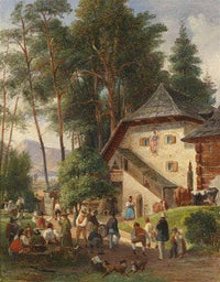 Village Festival by Johann Nepomuk Passini — hand-painted landscape oil painting reproduction on canvas