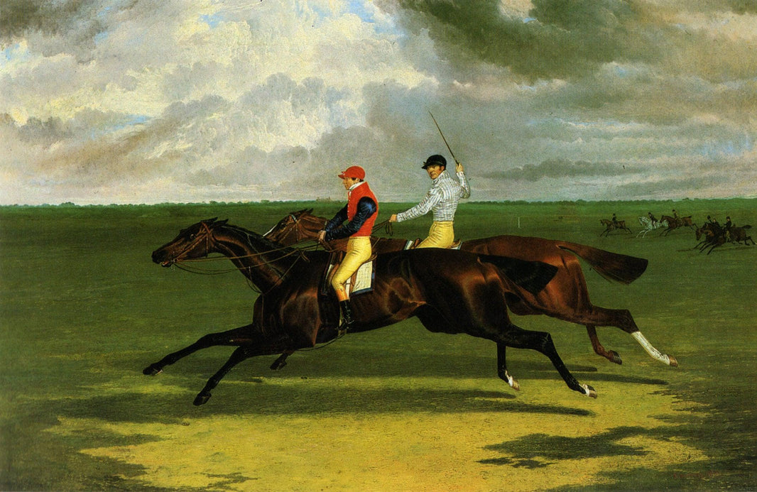 Priam' Beating Lord Exeter's 'Augustus' at Newmarket by John Frederick Herring Sr. — hand-painted animal oil painting reproduction on canvas