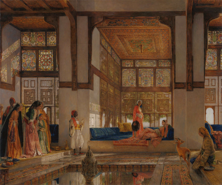 A Lady Receiving Visitors (The Reception) by John Frederick Lewis — hand-painted architectural oil painting reproduction on canvas