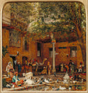 Study for 'the Courtyard of the Coptic Patriarch's House in Cairo' by John Frederick Lewis — hand-painted landscape oil painting reproduction on canvas