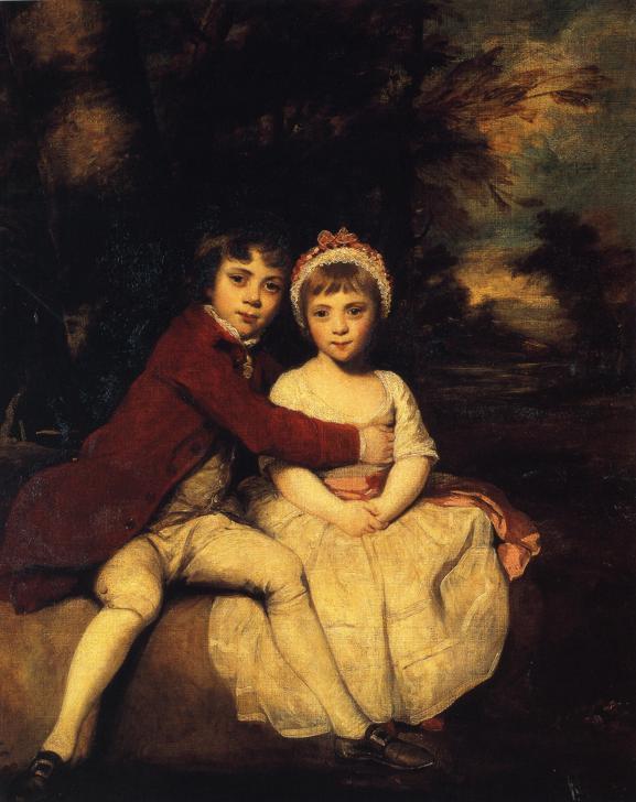 John Parker and his Sister Theresa by Joshua Reynolds, hand-painted portrait oil painting reproduction on canvas