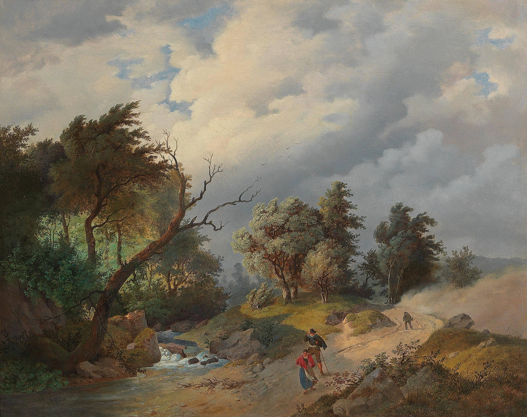 Landscape with approaching storm by Josef Kriehuber — hand-painted landscape oil painting reproduction on canvas