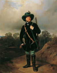 Josef Strommer as a hunter by August von Pettenkofen — hand-painted portrait oil painting reproduction on canvas