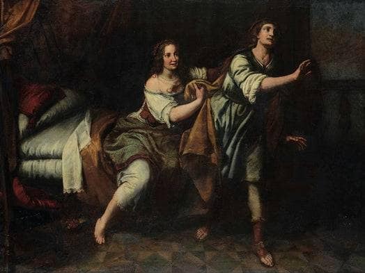 Joseph and the wife of Putifares by Domenico Fiasella — hand-painted cultural oil painting reproduction on canvas