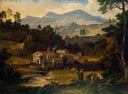 Monastery of San Francesco Di Civitella in the Sabine Mountains by Joseph Anton Koch — rural oil painting wall art, Neoclassicism