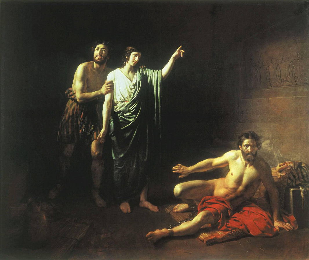 Joseph interpreting dreams to butler and baker, concluded with him in prison by Alexander Ivanov — hand-painted cultural oil painting reproduction on canvas
