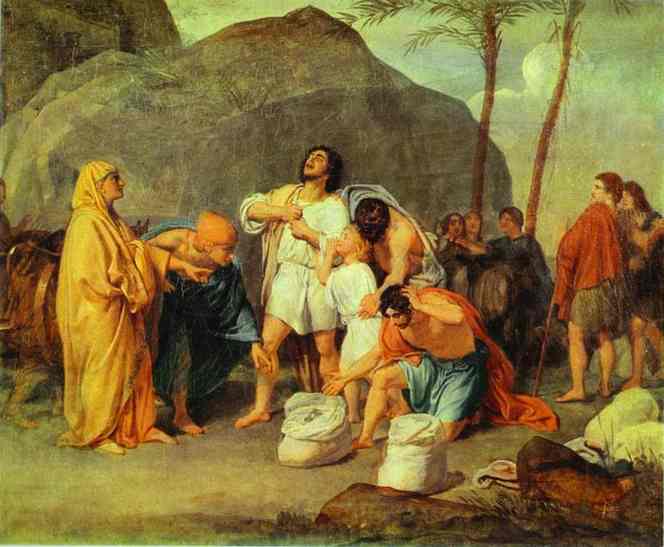 Joseph's Brothers Find the Silver Goblet in Benjamin's Pack by Alexander Ivanov — hand-painted cultural oil painting reproduction on canvas