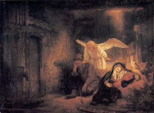 Joseph's Dream in the Stable in Bethlehem - Rembrandt