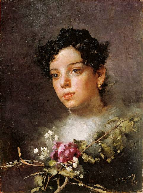 Joven Con Flores - José Garnelo