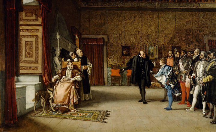 Juan de Austria's presentation to Emperor Carlos V in Yuste by Eduardo Rosales — hand-painted portrait oil painting reproduction on canvas