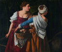 Judith and her maidservant with the head of Holofernes by Orazio Gentileschi — hand-painted portrait oil painting reproduction on canvas