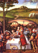 Judith at the Table of Holofernes by Lucas Cranach the Elder — religion oil painting wall art, Northern Renaissance