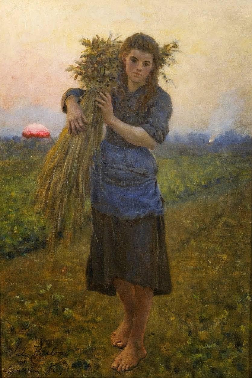Gleaner by Jules Breton — hand-painted portrait oil painting reproduction on canvas