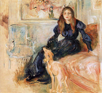 Julie Manet and her Greyhound Laerte by Berthe Morisot — hand-painted portrait oil painting reproduction on canvas