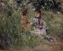 Julie with Pasie in the Garden at Bougival by Berthe Morisot — hand-painted botanical oil painting reproduction on canvas
