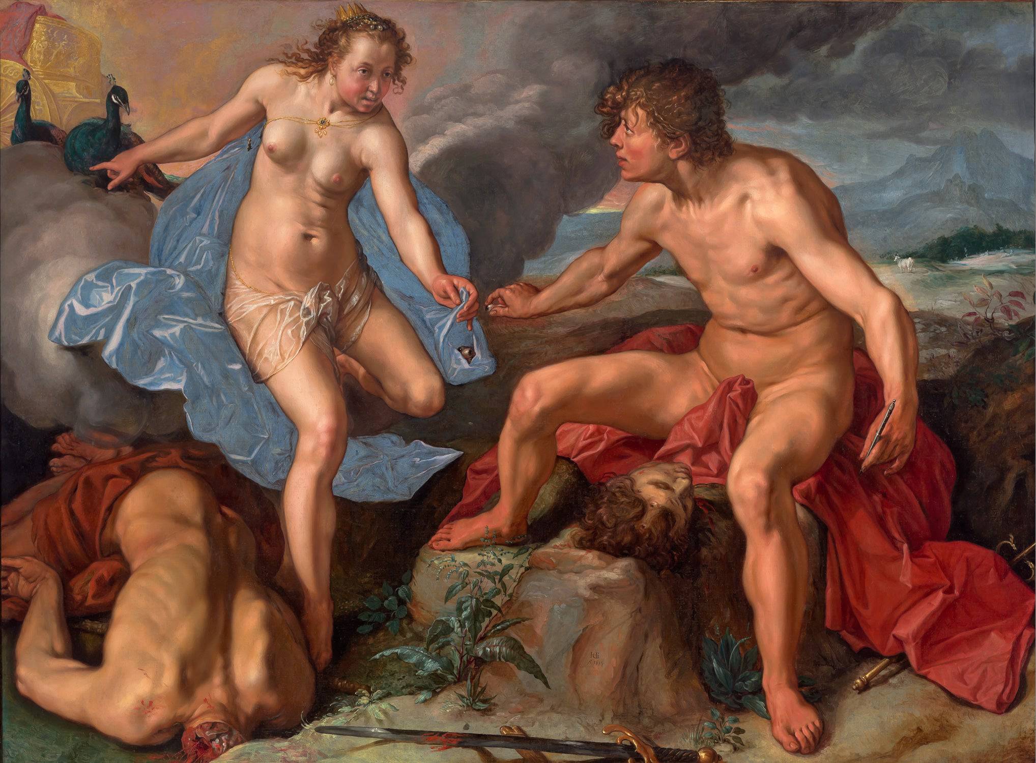 Juno receiving the eyes of Argus from Mercury - Hendrick Goltzius