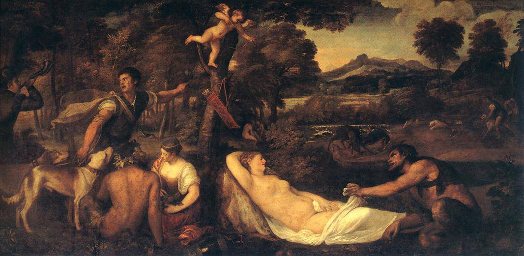 Jupiter and Anthiope (Pardo Venus) by Titian, hand-painted cultural oil painting reproduction on canvas