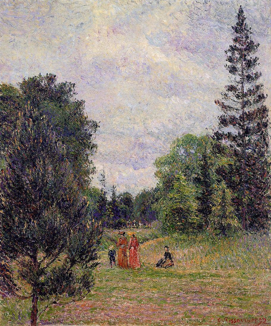 Kew Gardens, Crossroads near the Pond by Camille Pissarro — hand-painted botanical oil painting reproduction on canvas
